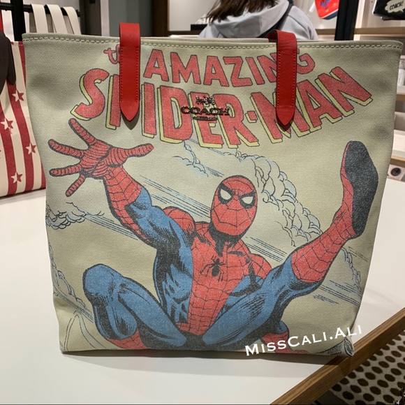 NWT COACH X MARVEL 2PC Spider-Man Tote Bag Gallery Pouch - Picture 8 of 16